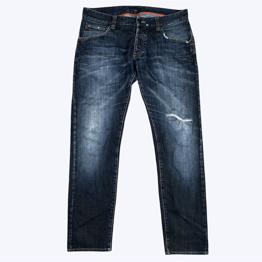 ARI Distressed Button Fly Denim Jeans Men's 34x30 Italy Hand Made Blue $495 EUC